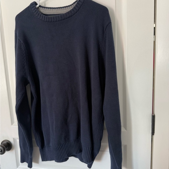 Eddie Bauer Blue Crewneck Sweater Knit Ribbed Cuffs - Picture 1 of 5
